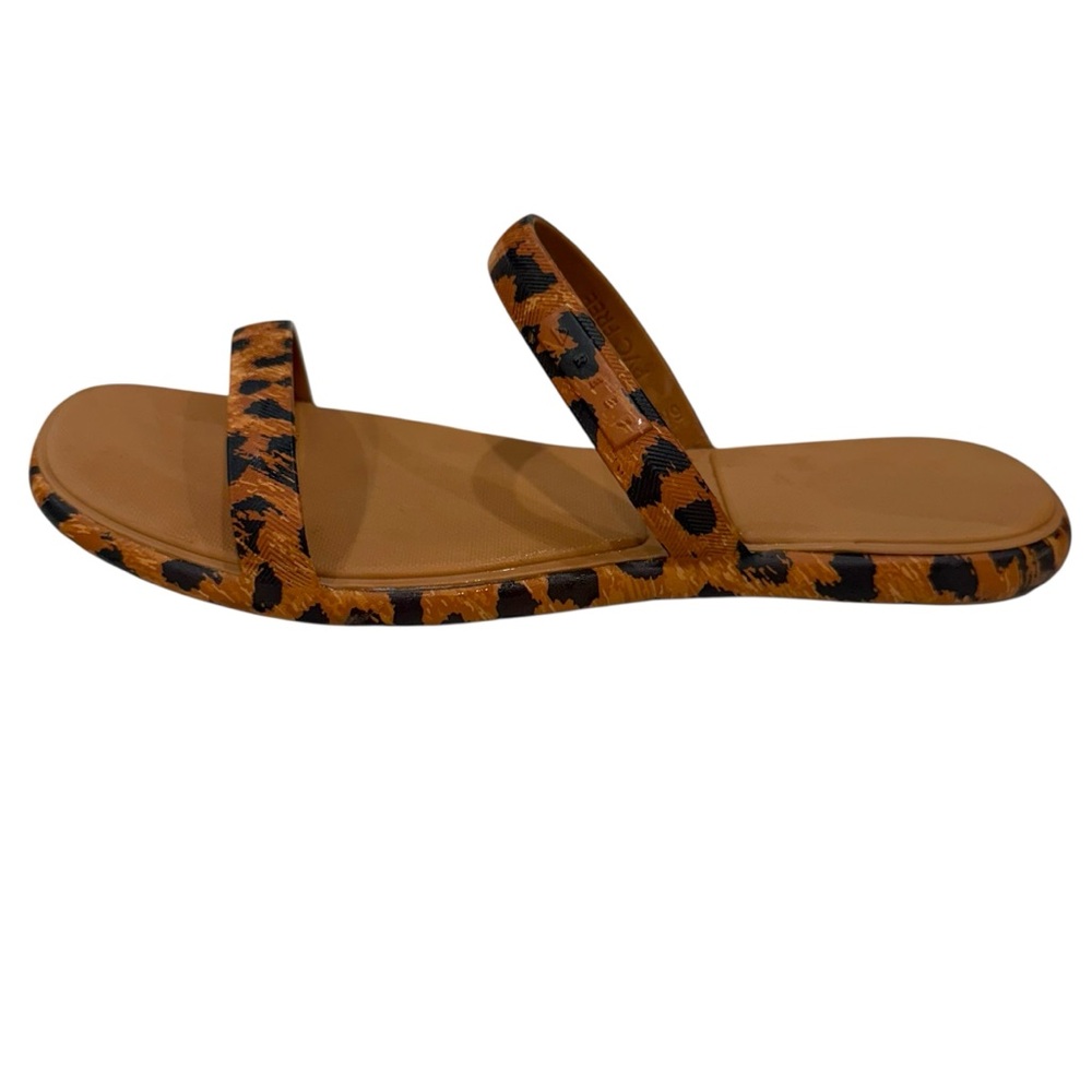 Reef Leopard Print Tan and Black Slide Sandals